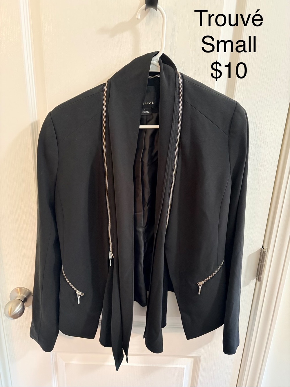 Women's Black Zip-Trim Jacket - Small